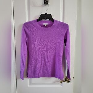NWT J. Crew Everyday Cashmere Crewneck Sweater Heather Wild Iris Purple Size XXS